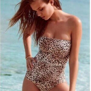 Victoria's Secret Leopard Print Skirted One Piece Swimsuit Dress